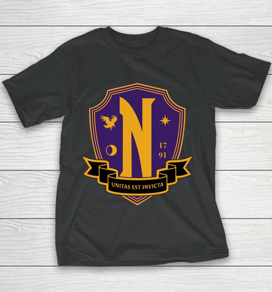 Men's Wednesday Nevermore Academy Crest Youth T-Shirt