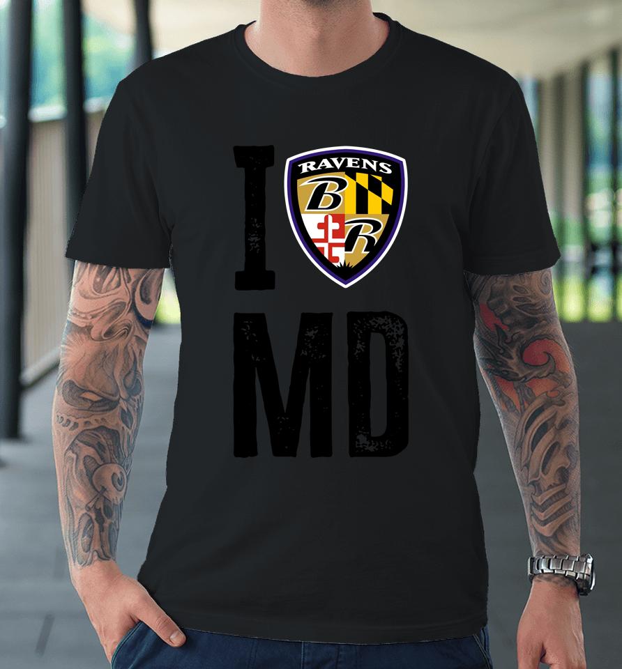 Men's White Baltimore Ravens New Era I Heart Md Premium T-Shirt
