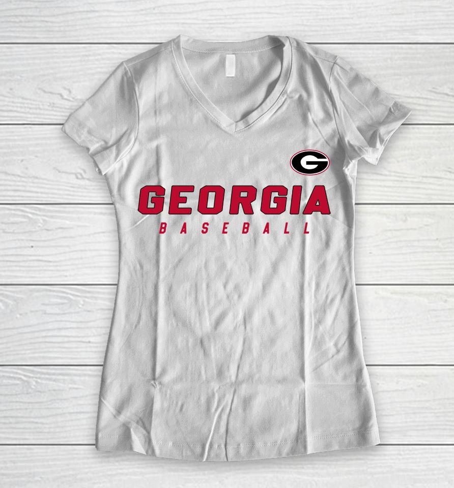 Men's White Georgia Bulldogs Baseball Legend Performance 2023 Women V-Neck T-Shirt