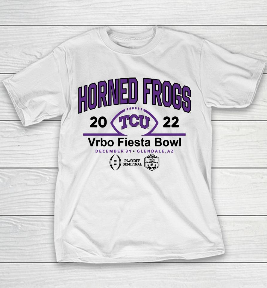 Men's White Tcu Horned Grogs 2022 Semifinal Vrbo Fiesta Bowl Youth T-Shirt