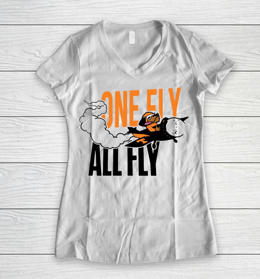 Men's White Tennessee Volunteers Smokey One Fly All Fly Women V-Neck T-Shirt
