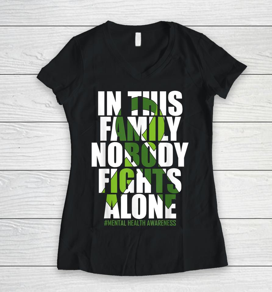 Mental Health Awareness Ribbon Family You Matter Kindness Women V-Neck T-Shirt