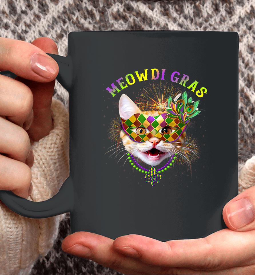 Meowdi Gras Kitten Cat Mask Beads Mardi Gras Funny Gift Coffee Mug