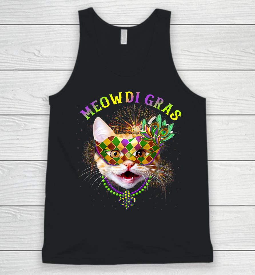 Meowdi Gras Kitten Cat Mask Beads Mardi Gras Funny Gift Unisex Tank Top