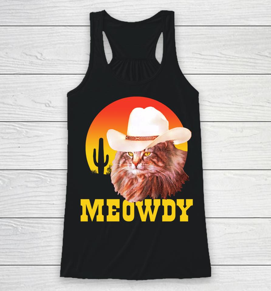 Meowdy Country Music Cat Cowboy Hat Vintage Racerback Tank