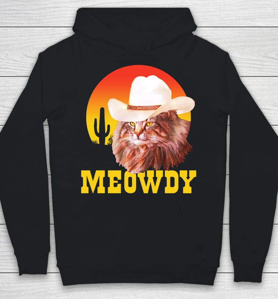 Meowdy Country Music Cat Cowboy Hat Vintage Hoodie