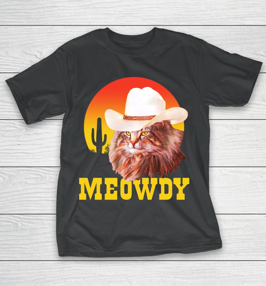 Meowdy Country Music Cat Cowboy Hat Vintage T-Shirt