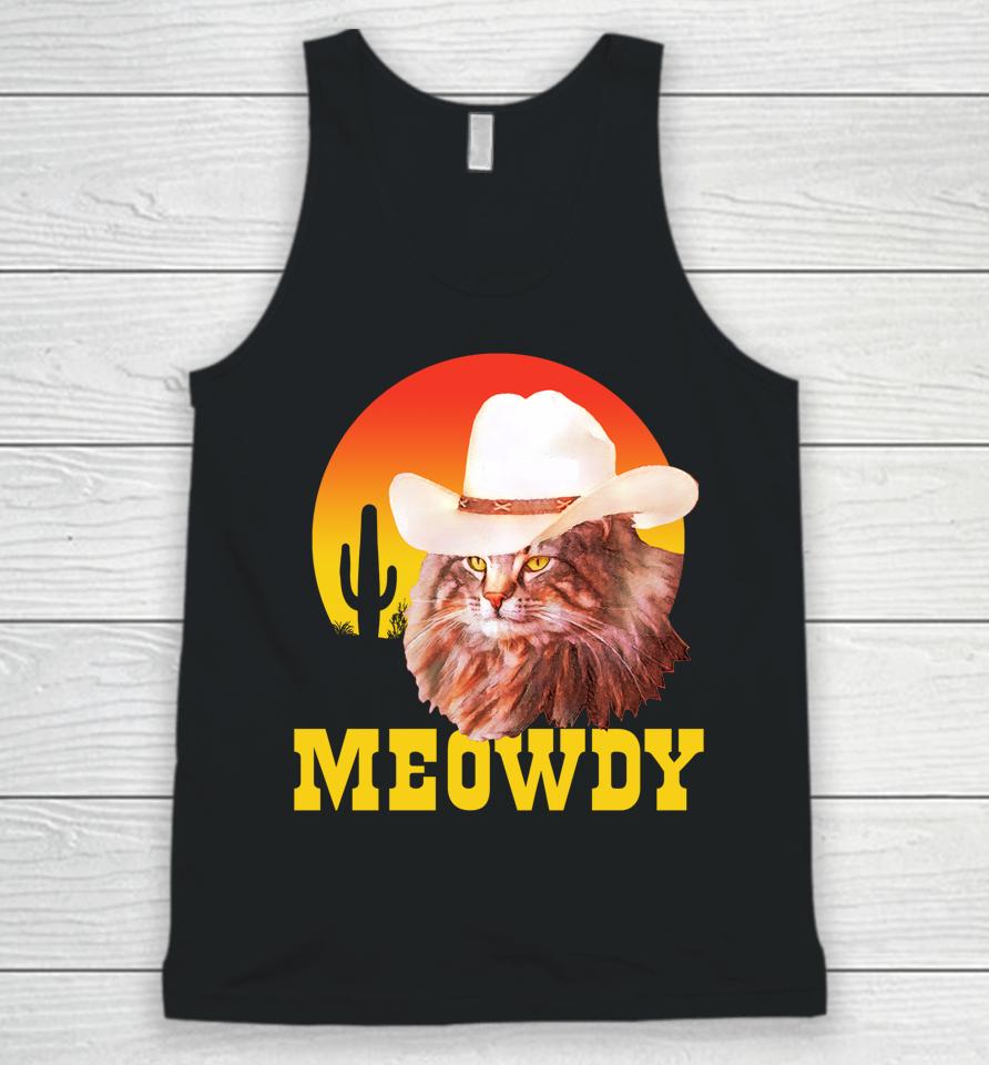 Meowdy Country Music Cat Cowboy Hat Vintage Unisex Tank Top