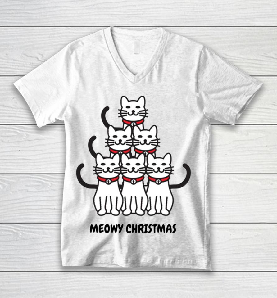 Meowy Christmas Tree Crazy Cat Lady Unisex V-Neck T-Shirt