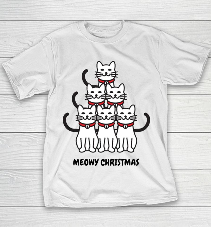 Meowy Christmas Tree Crazy Cat Lady Youth T-Shirt