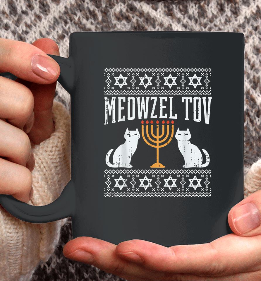 Meowzel Tov Chanukah Jewish Cat Owner Ugly Hanukkah Coffee Mug