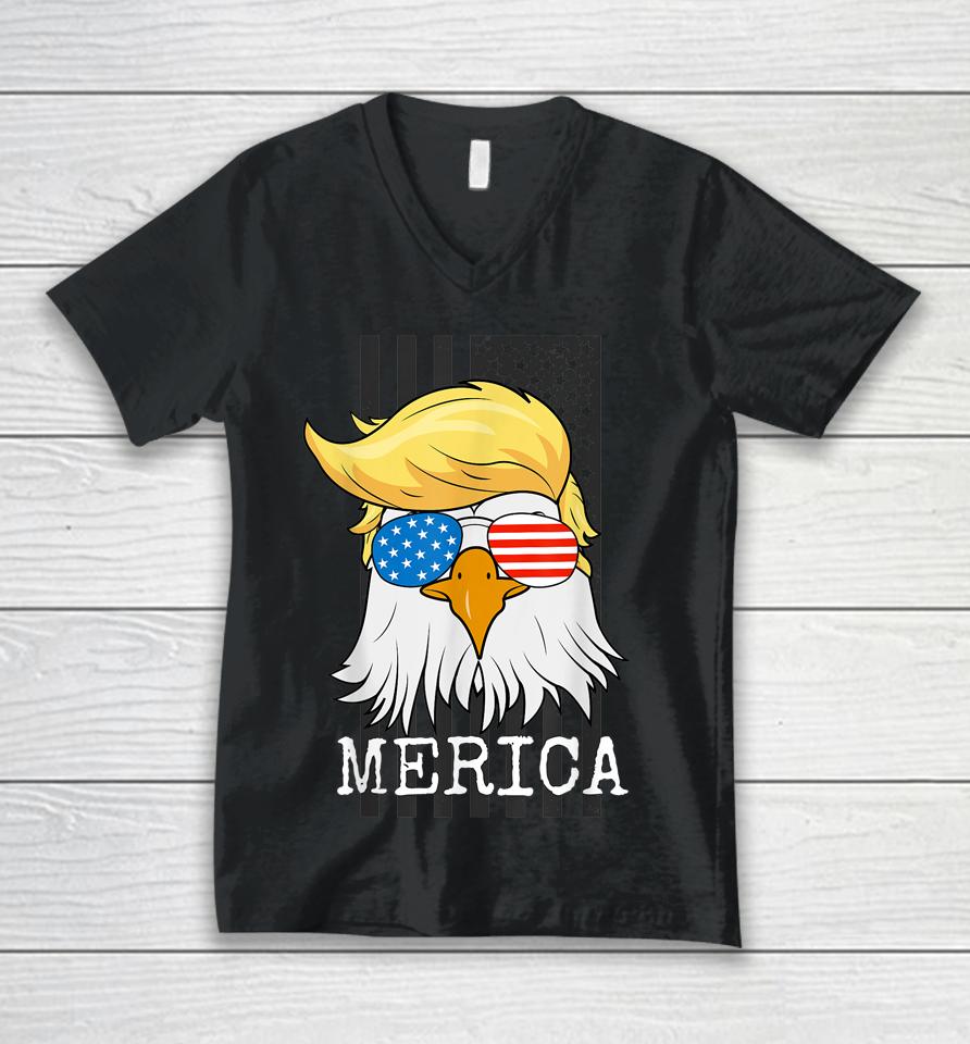 Merica Bald Eagle 4Th Of July Trump American Flag Funny Gift Unisex V-Neck T-Shirt