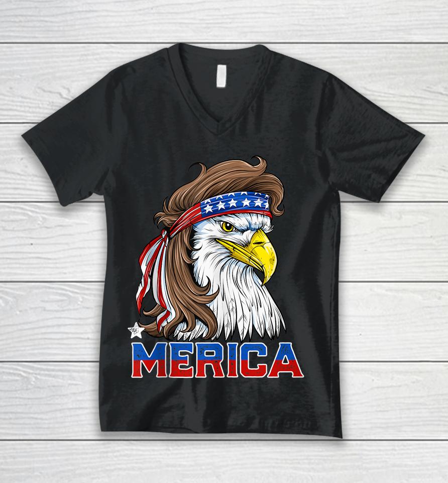 Merica Eagle Mullet 4Th Of July American Flag Usa Unisex V-Neck T-Shirt