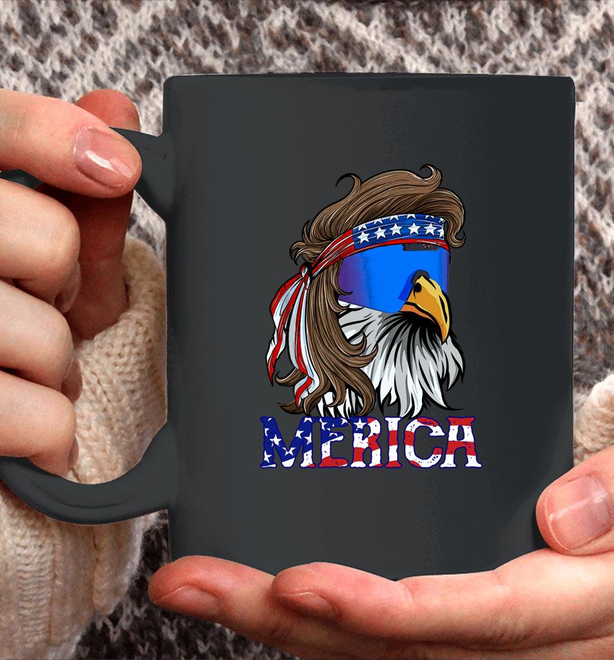 Merica Eagle Mullet American Flag Usa Men 4Th Of July Coffee Mug