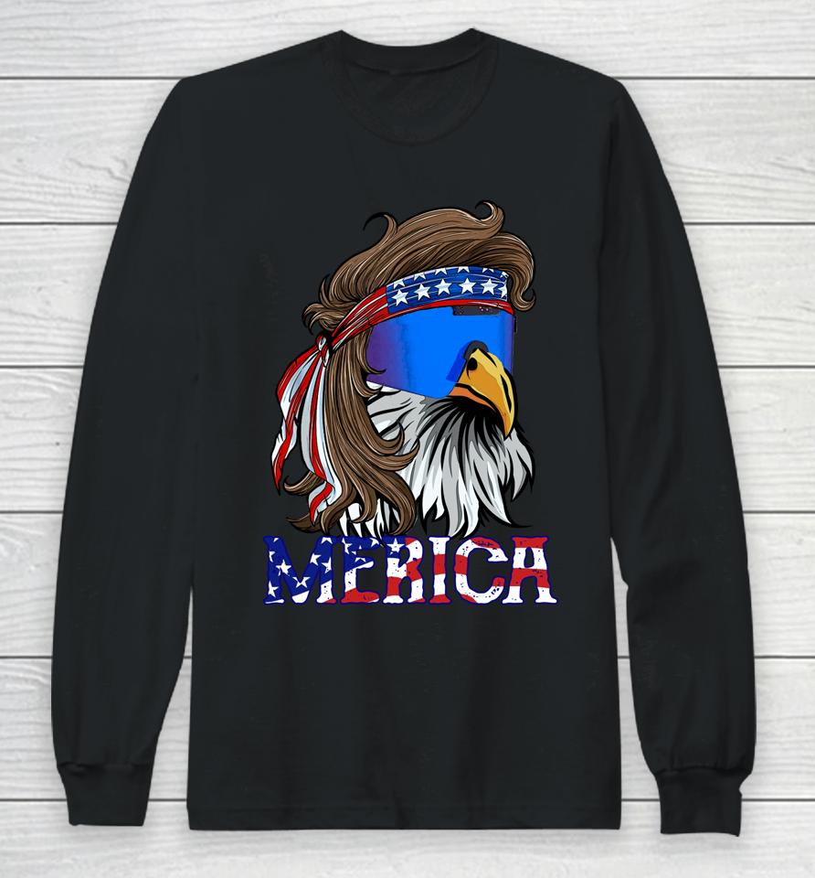 Merica Eagle Mullet American Flag Usa Men 4Th Of July Long Sleeve T-Shirt