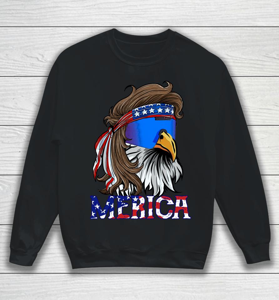 Merica Eagle Mullet American Flag Usa Men 4Th Of July Sweatshirt