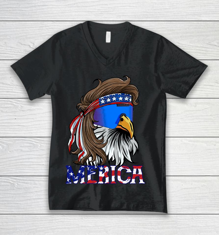 Merica Eagle Mullet American Flag Usa Men 4Th Of July Unisex V-Neck T-Shirt