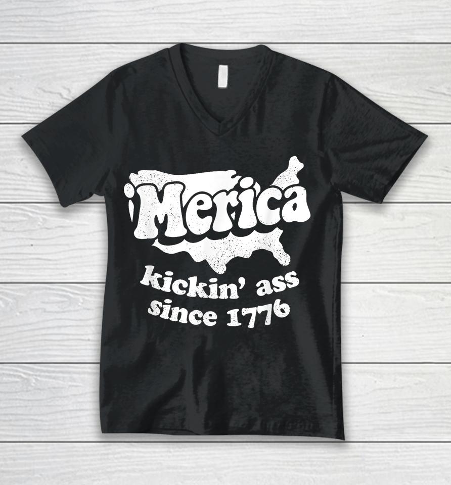 'Merica Kickin' Ass Since 1776, Independence Day Unisex V-Neck T-Shirt