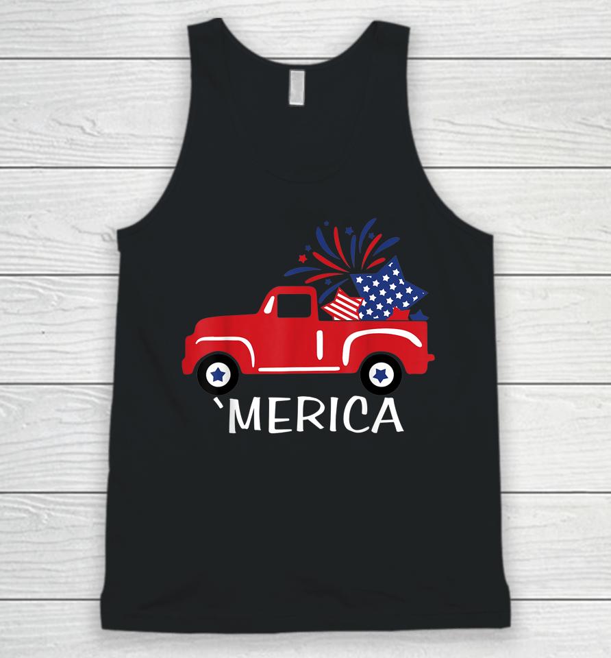 Merica Truck 4Th Of July Boys Girls Men Women Usa Flag Unisex Tank Top