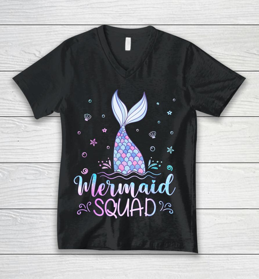 Mermaid Birthday Squad Party Girls Women Mermaid Unisex V-Neck T-Shirt