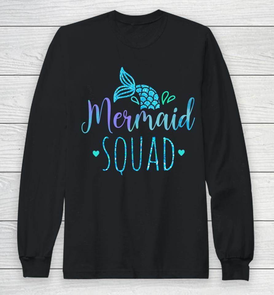 Mermaid Squad Family Matching Birthday Party Girls Kids Long Sleeve T-Shirt