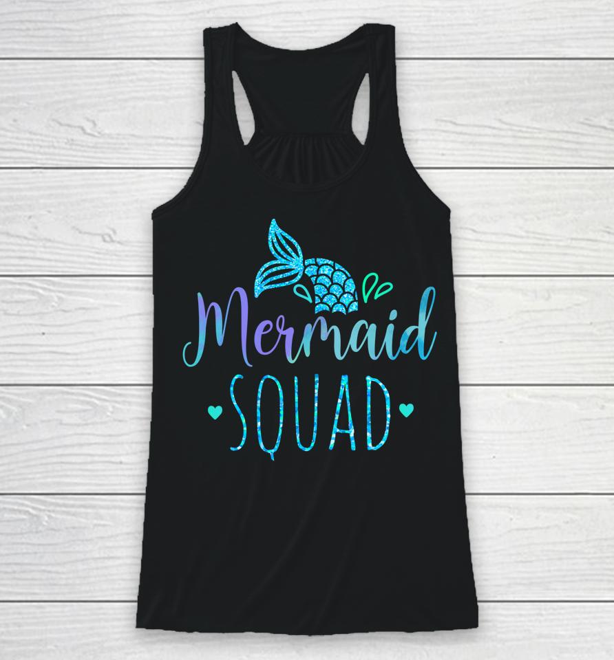 Mermaid Squad Family Matching Birthday Party Girls Kids Racerback Tank