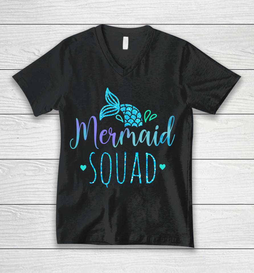Mermaid Squad Family Matching Birthday Party Girls Kids Unisex V-Neck T-Shirt