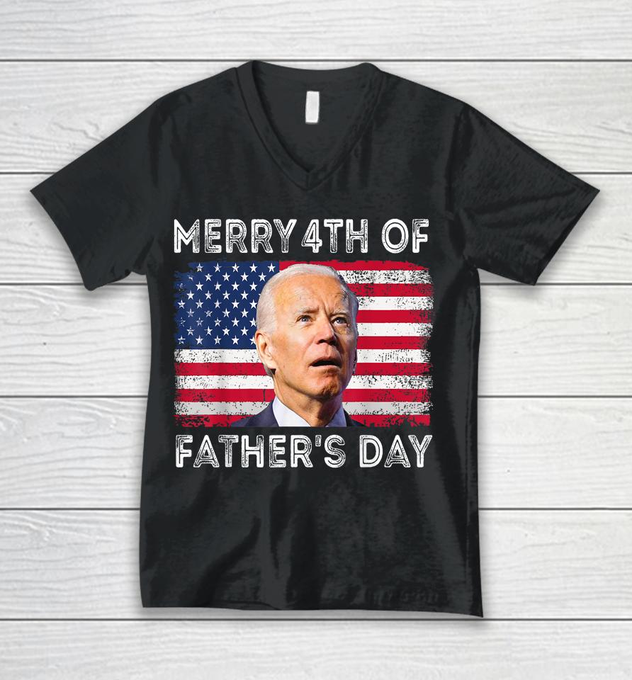 Merry 4Th Of July Shirt Father's Day 4Th Of July Unisex V-Neck T-Shirt