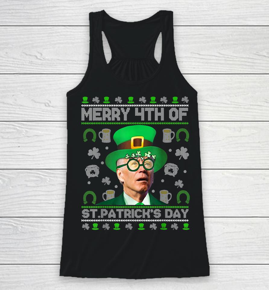 Merry 4Th Of St Patrick's Day Joe Biden Leprechaun Hat Ugly Racerback Tank