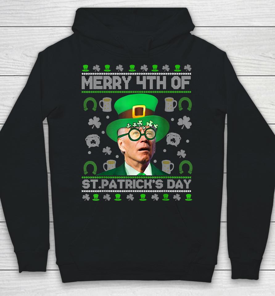 Merry 4Th Of St Patrick's Day Joe Biden Leprechaun Hat Ugly Hoodie