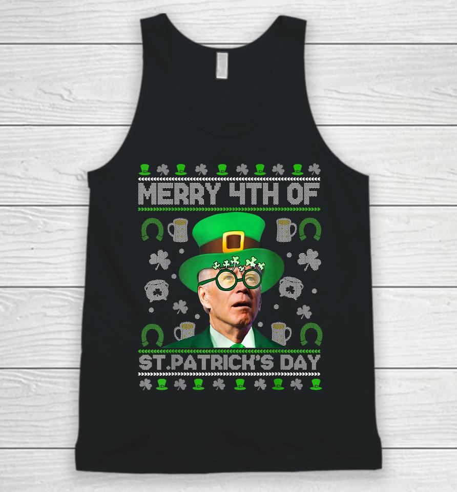 Merry 4Th Of St Patrick's Day Joe Biden Leprechaun Hat Ugly Unisex Tank Top