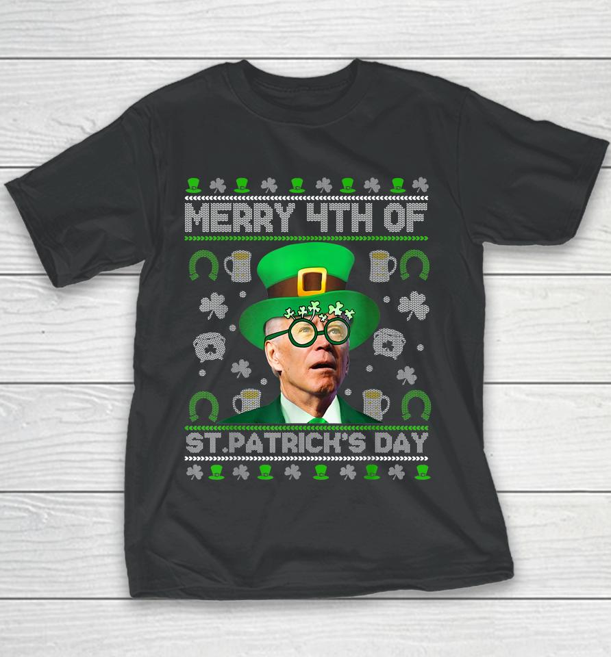 Merry 4Th Of St Patrick's Day Joe Biden Leprechaun Hat Ugly Youth T-Shirt