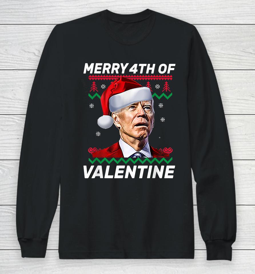 Merry 4Th Of Valentine Funny Joe Biden Valentine's Day Long Sleeve T-Shirt