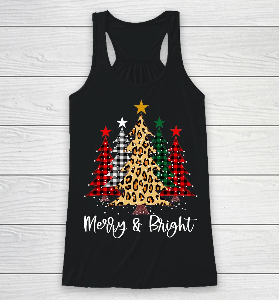 Merry And Bright Christmas Family Pajamas Matching Racerback Tank
