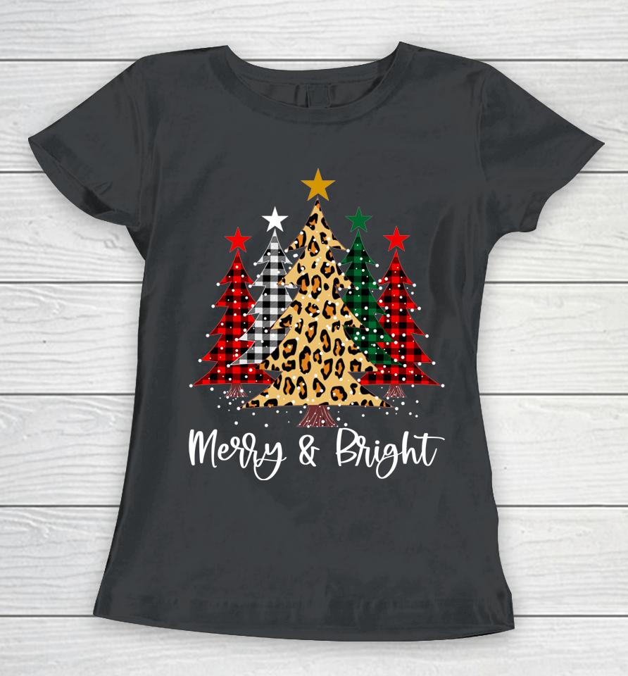 Merry And Bright Christmas Family Pajamas Matching Women T-Shirt