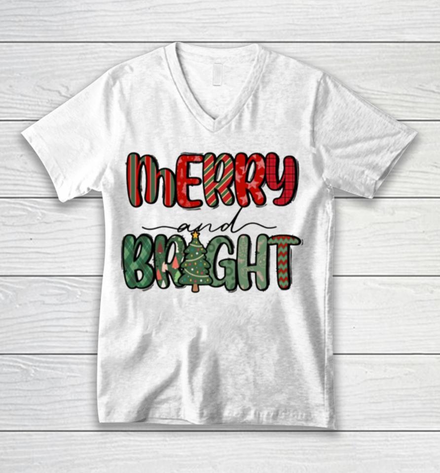 Merry And Bright Christmas Thanksgiving Unisex V-Neck T-Shirt