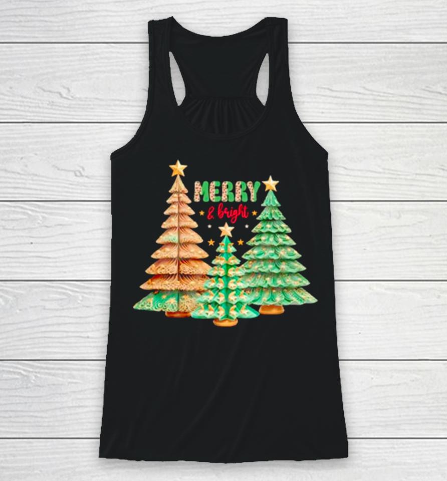 Merry And Bright Christmas Trees Racerback Tank