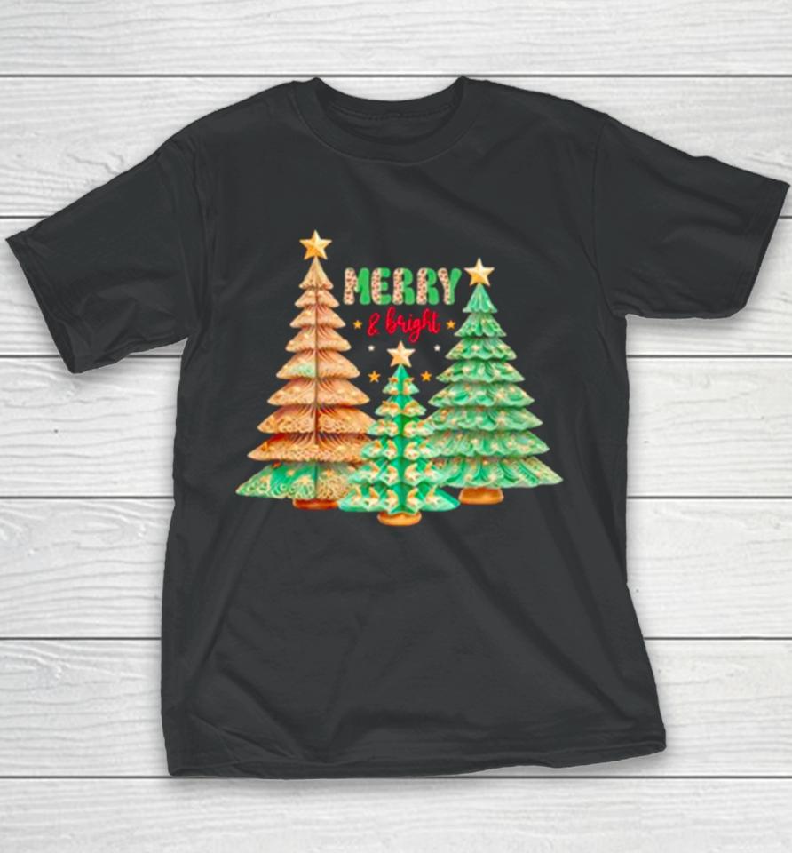 Merry And Bright Christmas Trees Youth T-Shirt