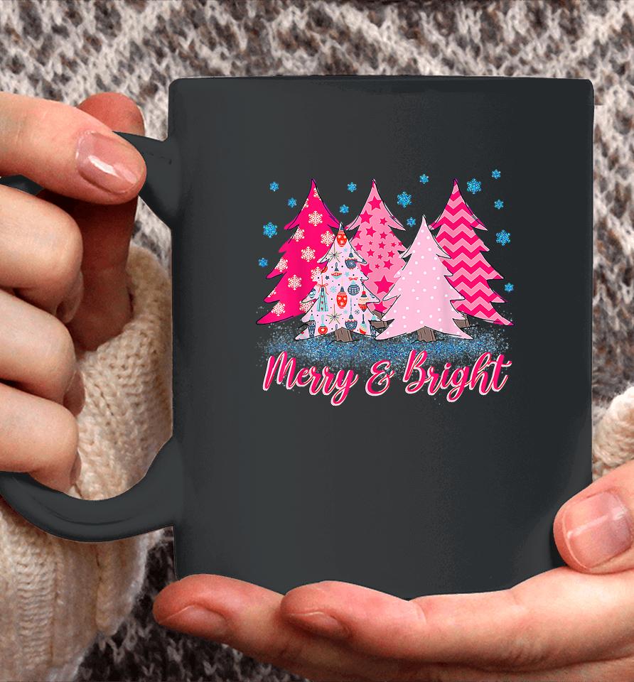 Merry And Bright Pink Christmas Tree Coffee Mug