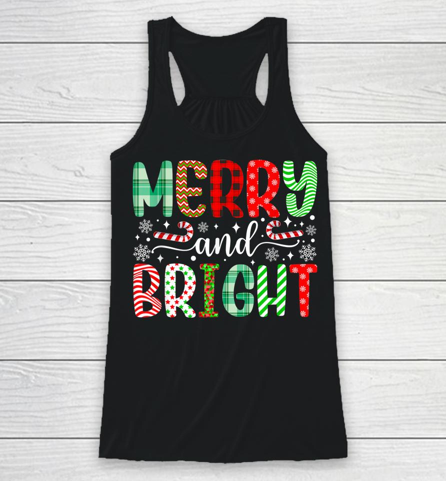 Merry And Bright Shirt Cute Christmas Holiday Racerback Tank