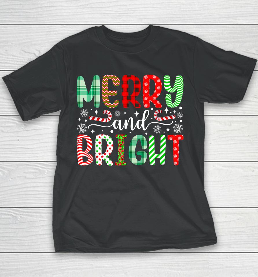 Merry And Bright Shirt Cute Christmas Holiday Youth T-Shirt