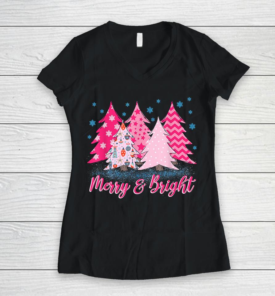 Merry And Bright Women V-Neck T-Shirt