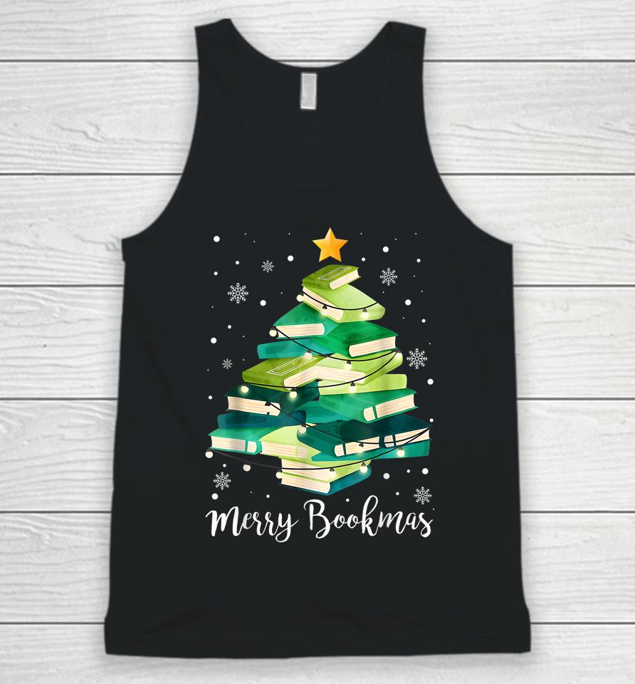 Merry Bookmas Books Pine Tree Funny Reading Lover Christmas Unisex Tank Top