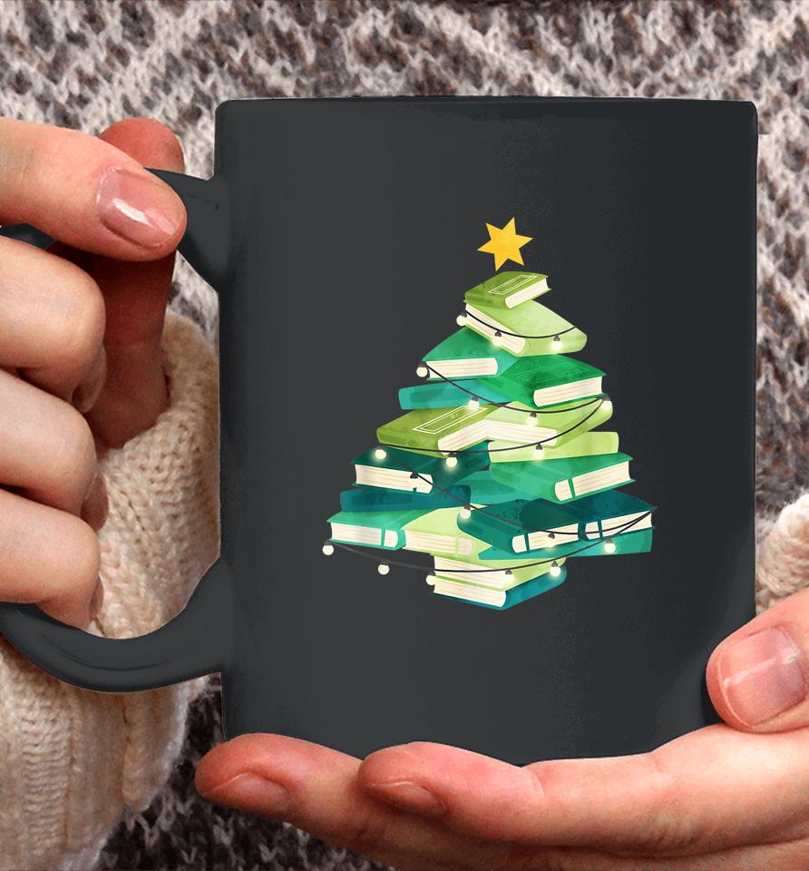 Merry Bookmas Books Pine Tree Funny Reading Lover Christmas Coffee Mug