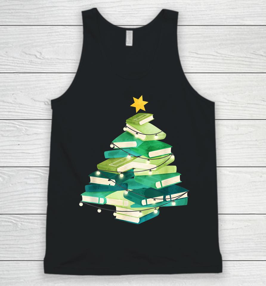 Merry Bookmas Books Pine Tree Funny Reading Lover Christmas Unisex Tank Top