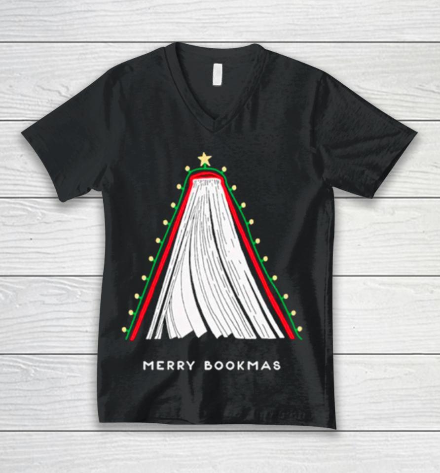 Merry Bookmas Christmas Tree Unisex V-Neck T-Shirt