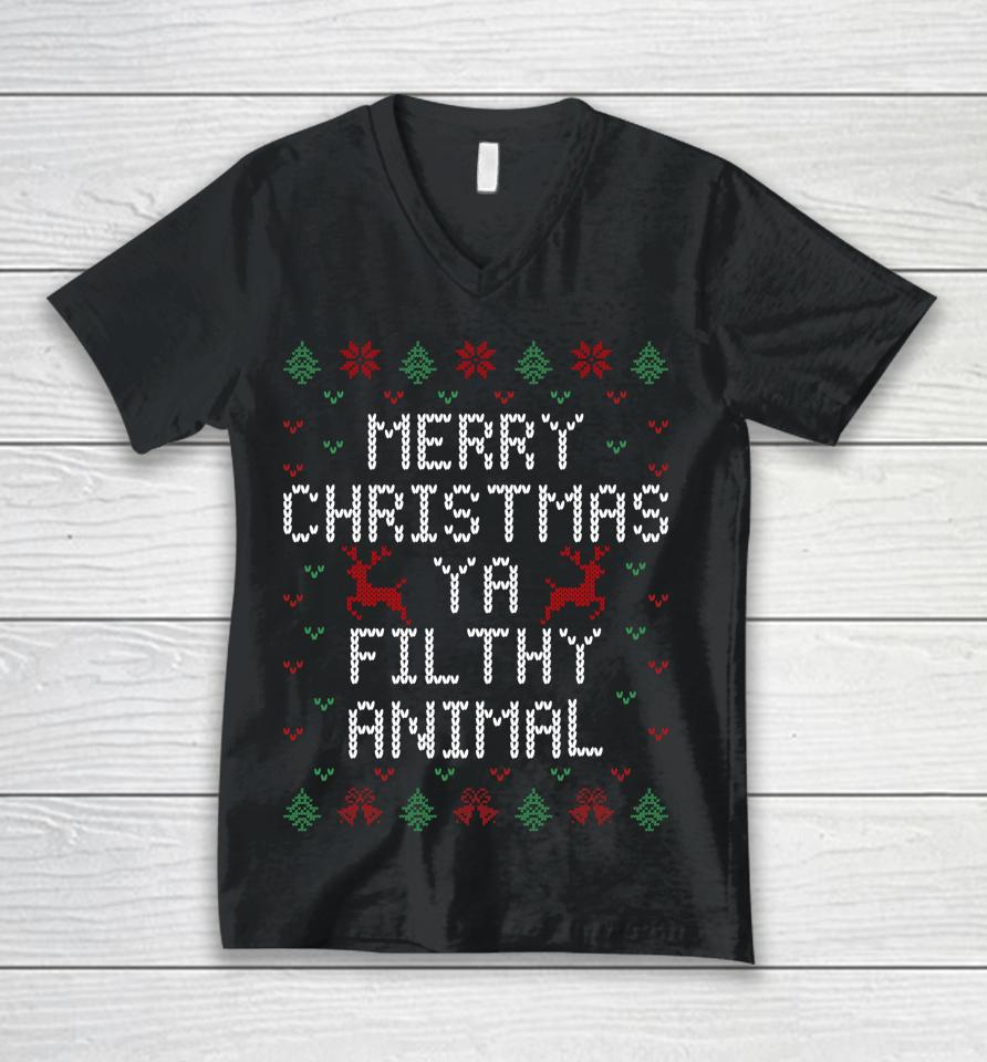 Merry Christmas Animal Filthy Ya Unisex V-Neck T-Shirt