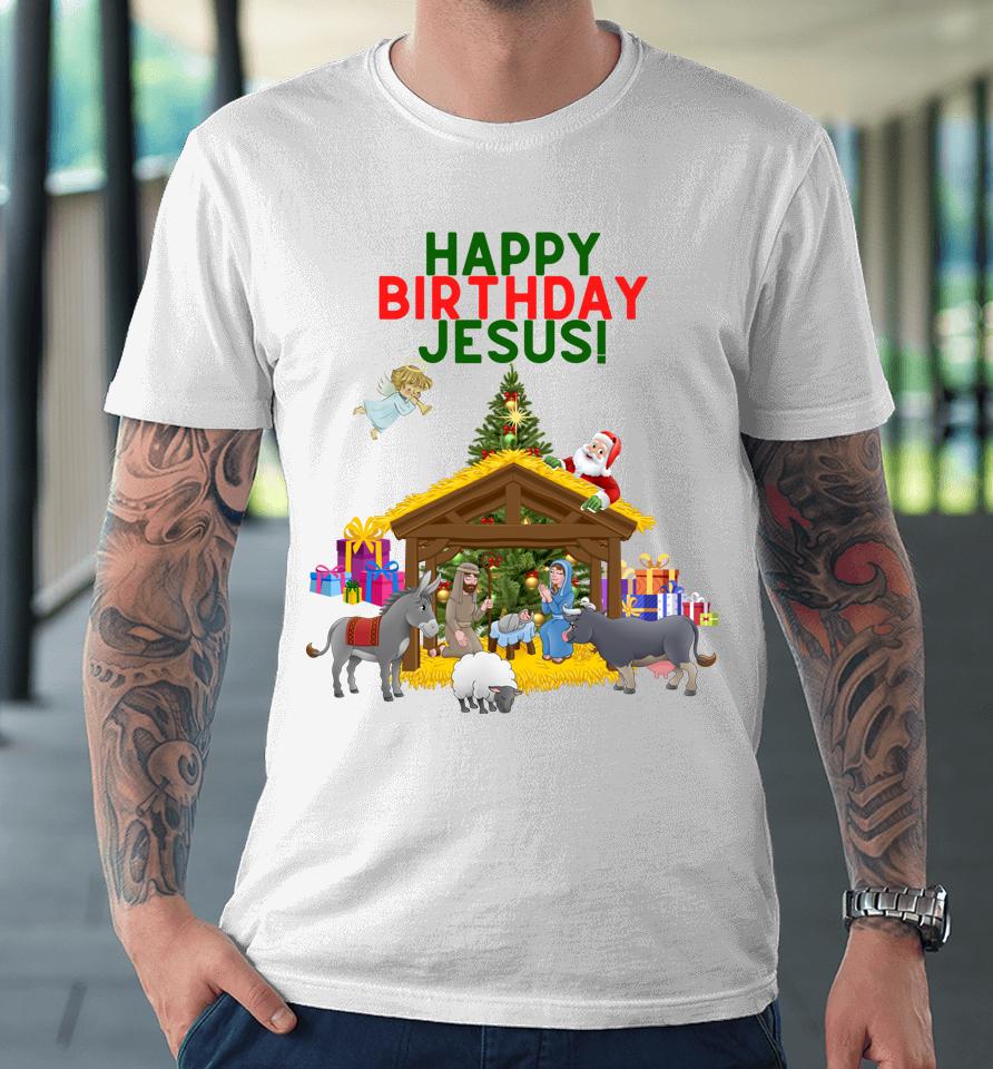 Merry Christmas Christian Happy Birthday Jesus Christ Xmas Premium T-Shirt
