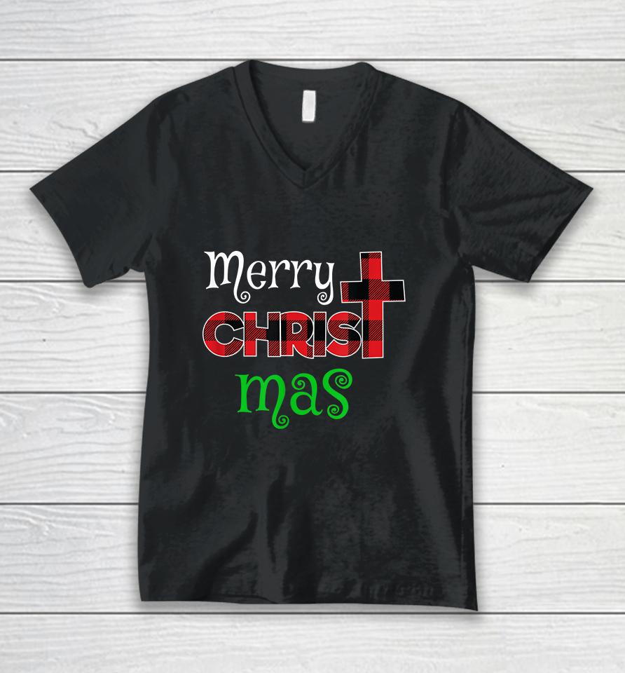 Merry Christmas Christians Unisex V-Neck T-Shirt