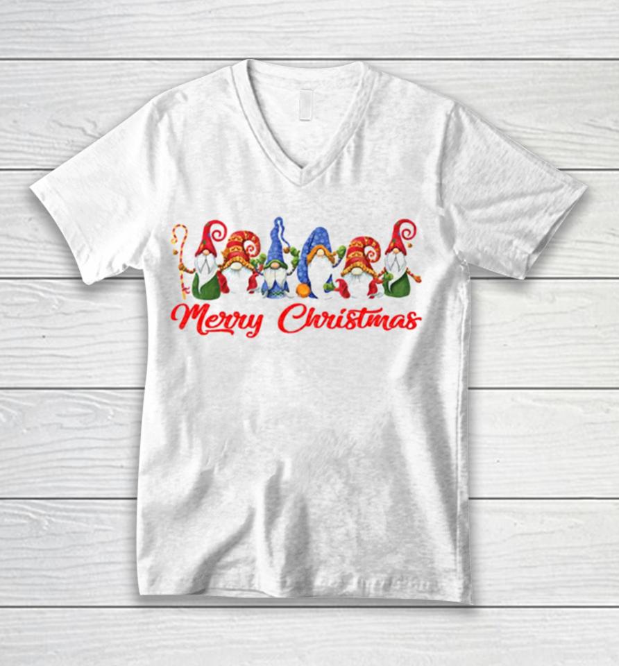 Merry Christmas Funny Gnomes Unisex V-Neck T-Shirt